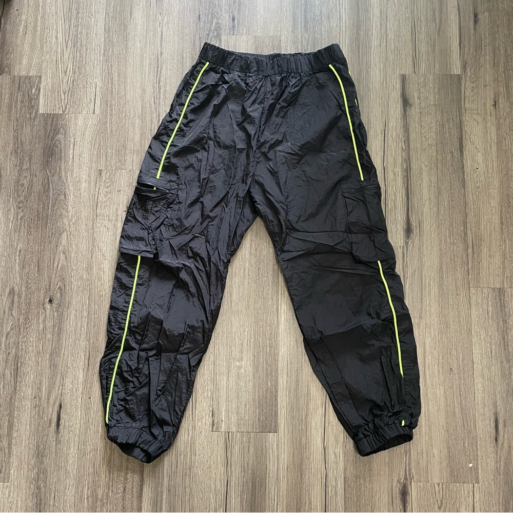 NWOT Black and Neon Green Joggers